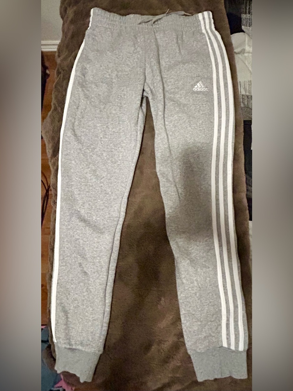 adidas Gray Sweatpants with White 3-Stripe